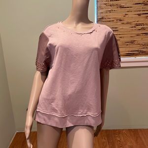 Diesel Sweatshirt With Genuine Leather Wing Sleeves With Studs Size L